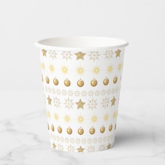 Luxury Gold & White Christmas Papieren Bekers (Voorkant)