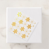 Luxury Gold White Daisy Flower Pattern Bedankjes Labels (Met doos)