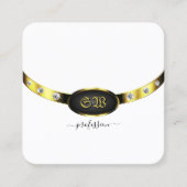 Luxury Gold White en Black Monogram met diamanten Vierkante Visitekaartje (Voorkant)