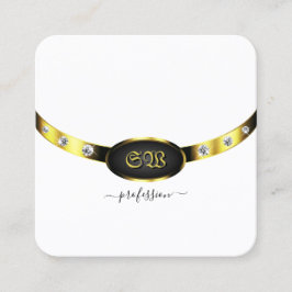 Luxury Gold White en Black Monogram met diamanten Vierkante Visitekaartje