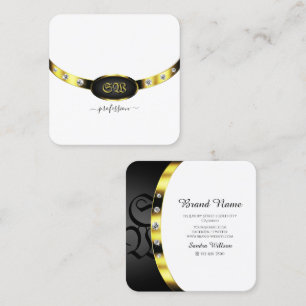 Luxury Gold White en Black Monogram met diamanten Vierkante Visitekaartje