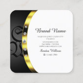 Luxury Gold White en Black Monogram met diamanten Vierkante Visitekaartje (Achterkant)