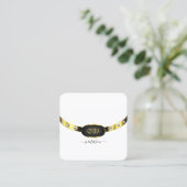 Luxury Gold White en Black Monogram met diamanten Vierkante Visitekaartje (Staand voorkant)