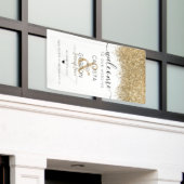 Luxury Gold White Glitter Confetti Weddenschap Wel Spandoek (Buitenkant Gebouw)