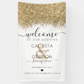 Luxury Gold White Glitter Confetti Weddenschap Wel Spandoek (Verticaal)