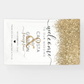 Luxury Gold White Glitter Confetti Weddenschap Wel Spandoek (Horizontaal)