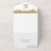 Luxury Gold White Glitter Confetti Wedding All In One Uitnodiging (Buitenkant)