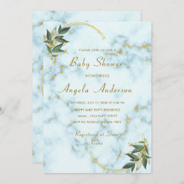 Luxury Gold White Marble Baby shower Invitation
