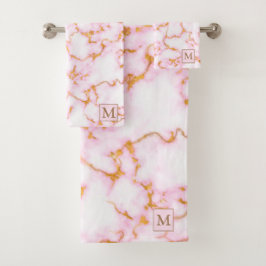 Luxury Gold White Marble Monogrammed Bad Handdoek