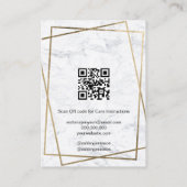 Luxury Gold White Marble QR code Earring Display Visitekaartje (Achterkant)