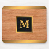 Luxury Gold Wood Modern Monogrammed Muismat (Voorkant)