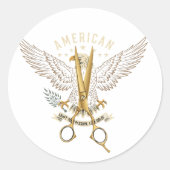 Luxury Golden Barber Scissors Eagle Wings Sticker (Voorkant)