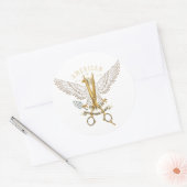 Luxury Golden Barber Scissors Eagle Wings Sticker (Envelop)