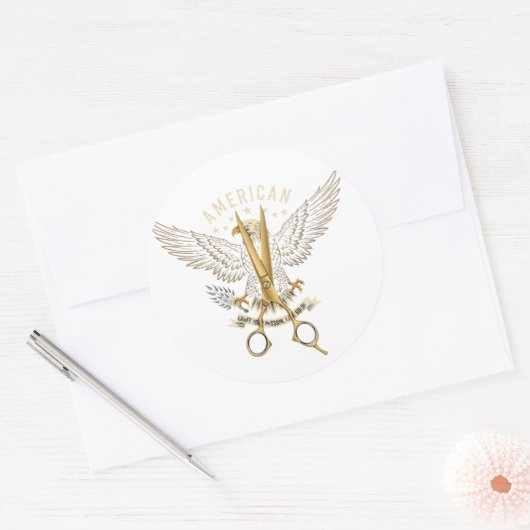 Luxury Golden Barber Scissors Eagle Wings Sticker (Envelop)
