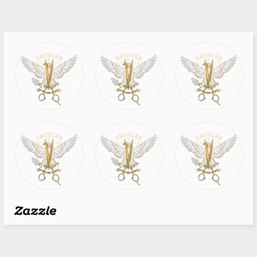 Luxury Golden Barber Scissors Eagle Wings Sticker (Vel)