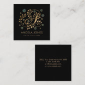 Luxury Golden Calligraphy Monogram met letter A Vierkante Visitekaartje (Voorkant / Achterkant)