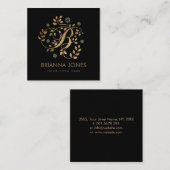 Luxury Golden Calligraphy Monogram met letter B Vierkante Visitekaartje (Voorkant / Achterkant)