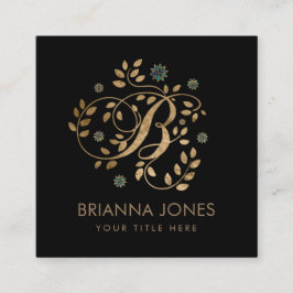 Luxury Golden Calligraphy Monogram met letter B Vierkante Visitekaartje
