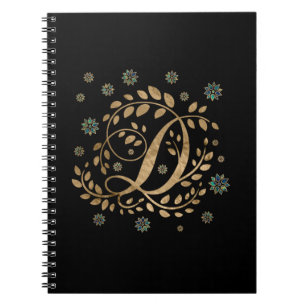 Luxury Golden Calligraphy Monogram met letter D Notitieboek