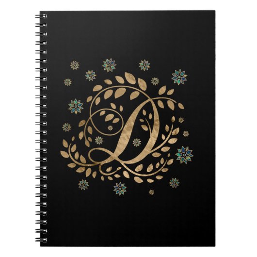 Luxury Golden Calligraphy Monogram met letter D Notitieboek (Voorkant)
