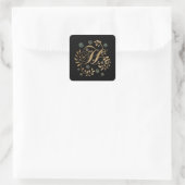 Luxury Golden Calligraphy Monogram met letter H Vierkante Sticker (Tas)