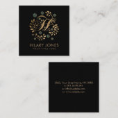 Luxury Golden Calligraphy Monogram met letter H Vierkante Visitekaartje (Voorkant / Achterkant)