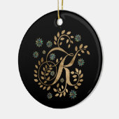 Luxury Golden Calligraphy Monogram met letter K Keramisch Ornament (Links)