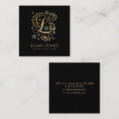 Luxury Golden Calligraphy Monogram met letter L Vierkante Visitekaartje (Voorkant / Achterkant)