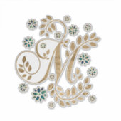 Luxury Golden Calligraphy Monogram met letter M Sticker (Voorkant)