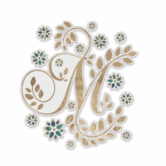 Luxury Golden Calligraphy Monogram met letter M Sticker (Voorkant)