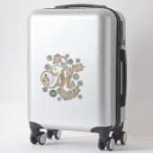 Luxury Golden Calligraphy Monogram met letter M Sticker (Koffer)