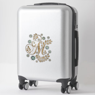 Luxury Golden Calligraphy Monogram met letter M Sticker