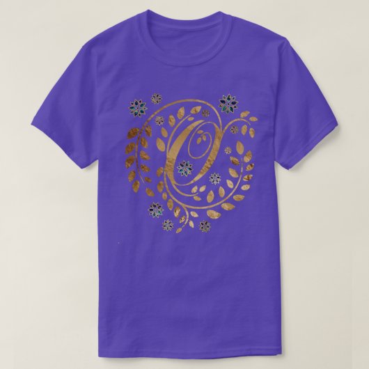 Luxury Golden Calligraphy Monogram met letter O T-shirt (Design voorkant)