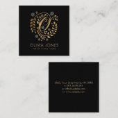 Luxury Golden Calligraphy Monogram met letter O Vierkante Visitekaartje (Voorkant / Achterkant)