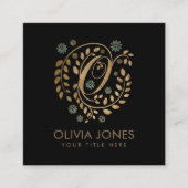 Luxury Golden Calligraphy Monogram met letter O Vierkante Visitekaartje (Voorkant)