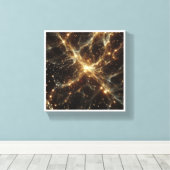 Luxury Golden Cosmic Network - Abstract Galaxy Neu Canvas Afdruk (Insitu (Houten vloer))