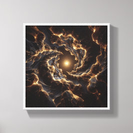 Luxury Golden Cosmic Vortex - Abstract Deep Space Canvas Afdruk