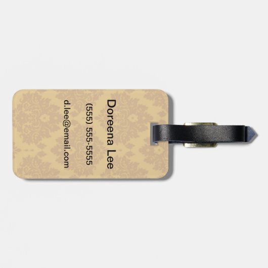 Luxury Golden Damask Bagagelabel (Achterkant horizontaal)