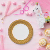 Luxury Golden Damask Papieren Bordje (Feest)