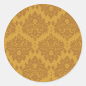 Luxury Golden Damask Ronde Sticker (Voorkant)