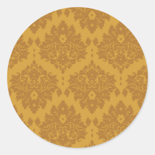 Luxury Golden Damask Ronde Sticker