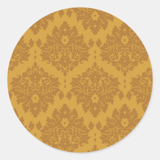 Luxury Golden Damask Ronde Sticker (Voorkant)