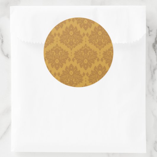 Luxury Golden Damask Ronde Sticker (Tas)