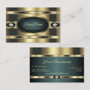 Luxury Golden en Dark Blauwgroen met Faux Rhinesto Visitekaartje