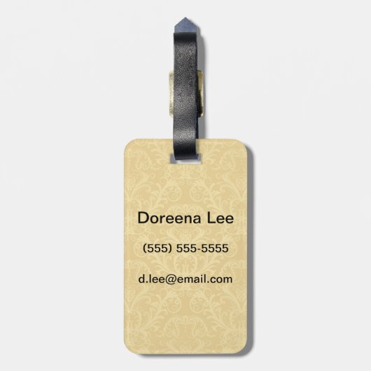 Luxury Golden Floral Wallpaper Bagagelabel (Achterkant verticaal)