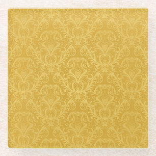 Luxury Golden Floral Wallpaper Glazen Onderzetter
