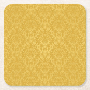 Luxury Golden Floral Wallpaper Kartonnen Onderzetters