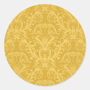 Luxury Golden Floral Wallpaper Ronde Sticker