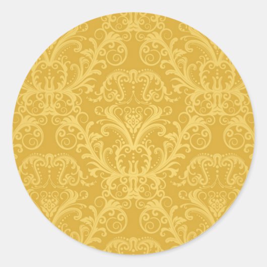 Luxury Golden Floral Wallpaper Ronde Sticker (Voorkant)