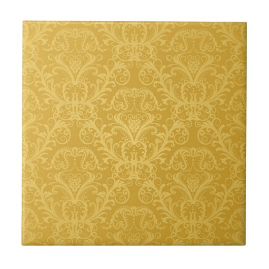 Luxury Golden Floral Wallpaper Tegeltje (Voorkant)